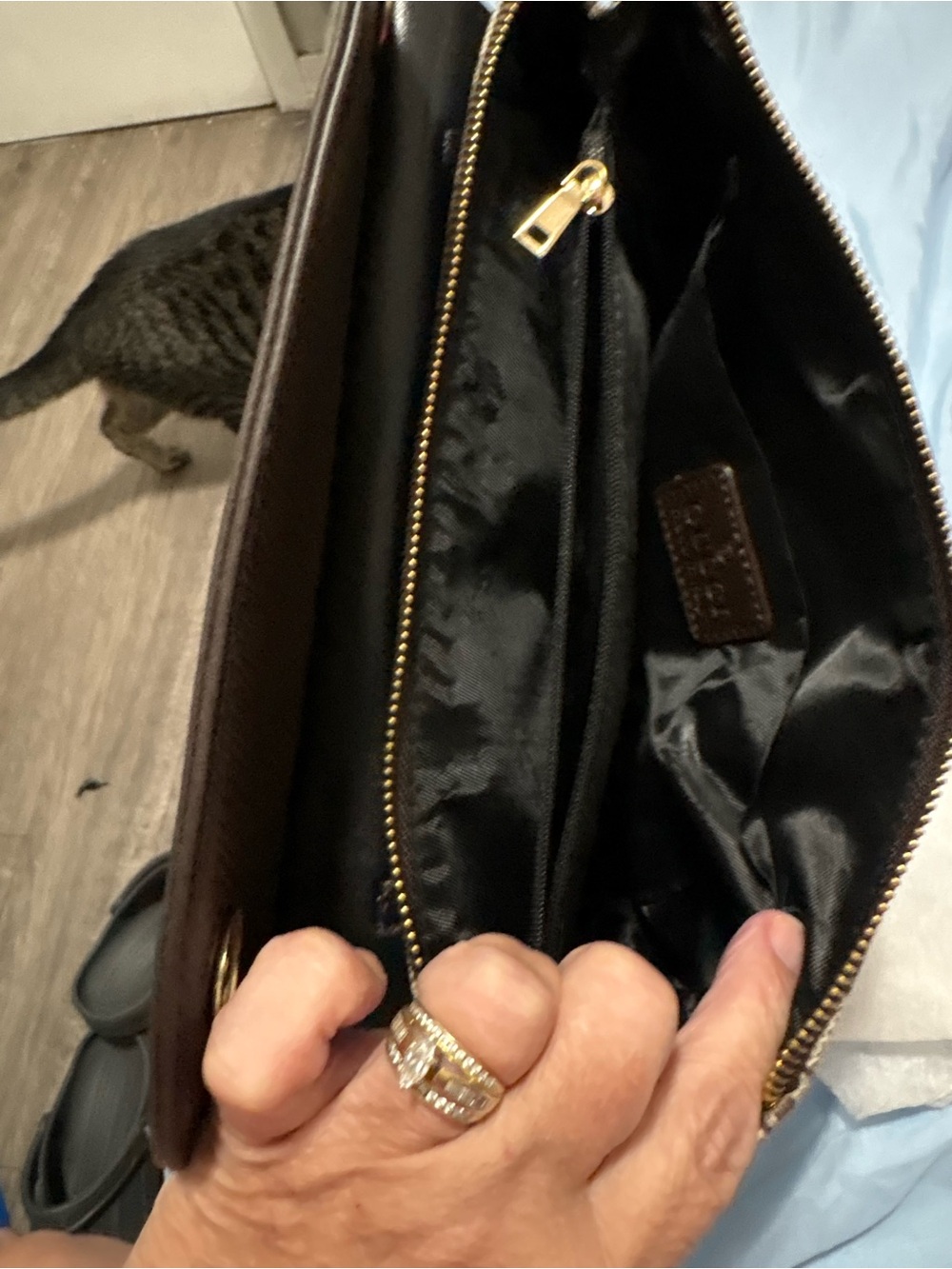 Women's Dark Brown Leather Crossbody Bag with Gold Hardware